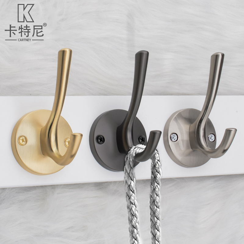 Brief Nordic hanging clothes hook bronze color single clothes cloakroom hook American black single hook wall hook
