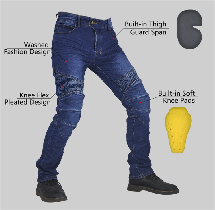 2022 Seasons Locomotive waterproof and rain-proof elastic protective gear Locomotive Knight Jeans Anti-Fall Racing Pants Man