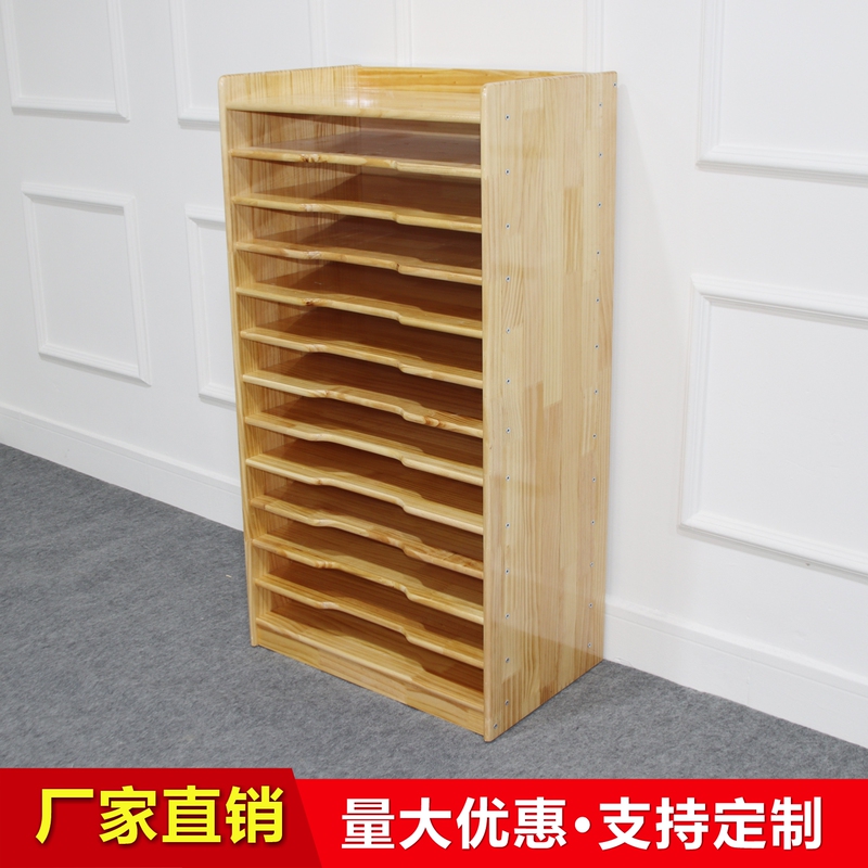 Kindergarten Solid Wood Drawing Paper Storage Cabinet Art Studio 4K Card Paper Storage Rack Art Room A4 Drawing Paper Storage Cabinet