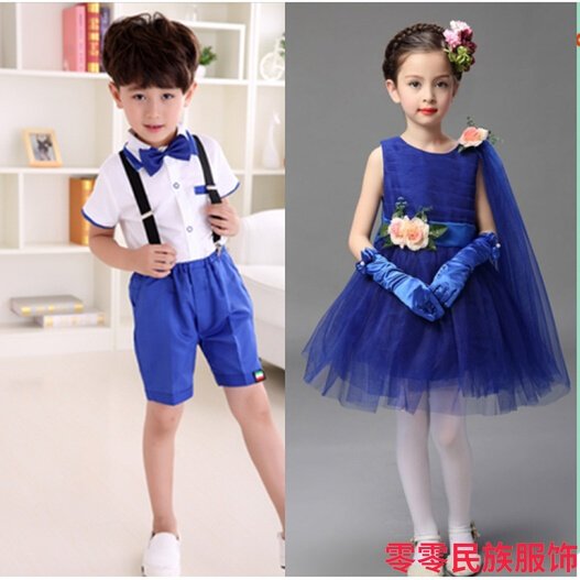 Children's costumes princess dress chorus costumes children's blue dance costumes girls' tutu skirt boys' costumes