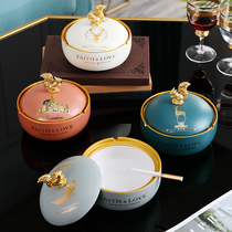 Creative Ashtrays Lins Wind Light Lavish Living Room Ceramic Home Individuality Smoke Cylinders American European-style with cover anti-fly ash