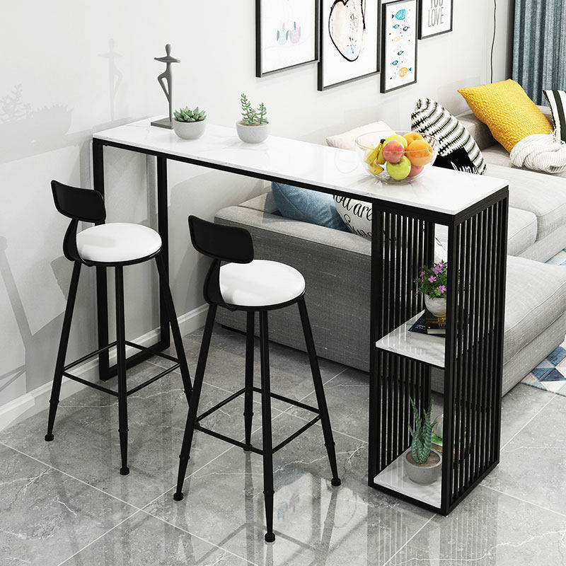 Nordic big stone against the wall bar table home living room small partition high table simple light luxury milk tea shop table and chair combination