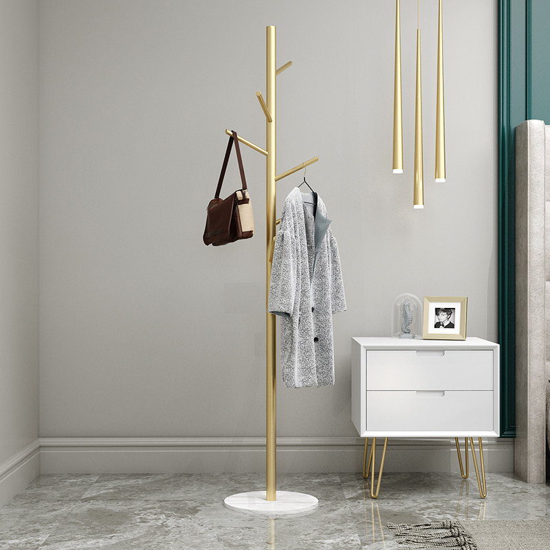 Nordic ins net red coat rack wrought iron floor hanger creative home bedroom clothes hanging bag storage shelf