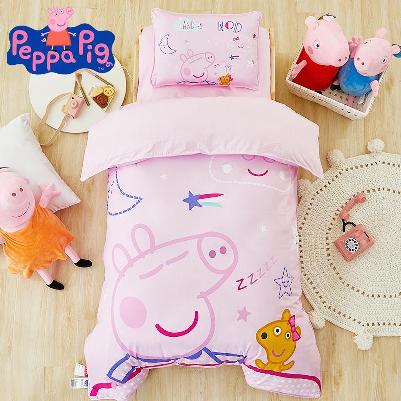 Small Pig Petch Kindergarten Quilt Three Sets Pure Cotton Children Baby Quilted Bedtime Bedtime Bedding Six Sets