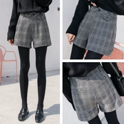 Quần short len ​​nữ mùa thu đông 2018 mới mặc phiên bản Hàn Quốc của quần lửng ống rộng thời trang hoang dã.