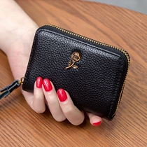 2021 New European and American big brand leather card bag female simple organ multi card card card holder cowhide card bag coin wallet