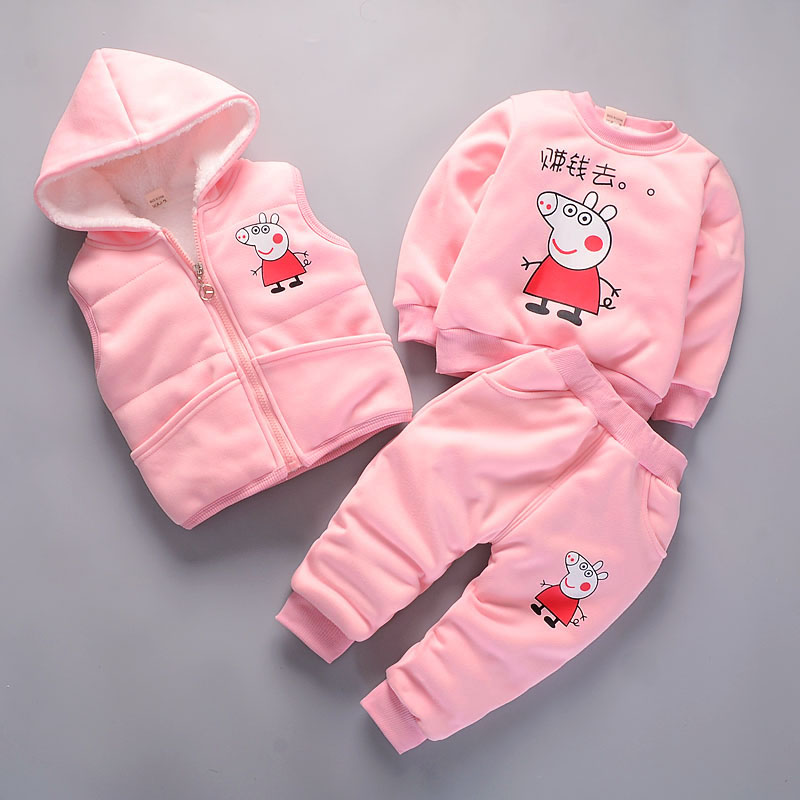 Bé trai và bé gái mặc quần áo mùa đông cho bé sơ sinh dày ba mảnh phù hợp với quần áo cotton cho bé mùa thu và mẫu mùa đông 0-2-3 tuổi quần áo bé trai