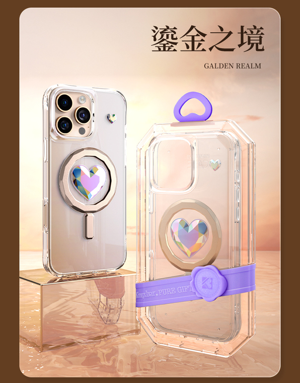 Kingxbar Blue Crystal Heart Translucent iPhone Case