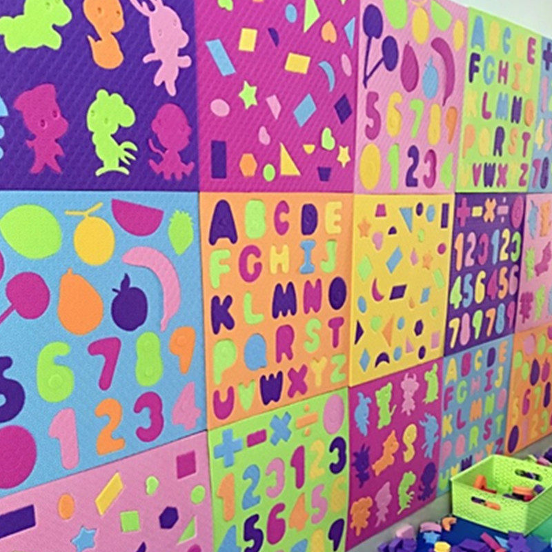 Kindergarten Wall educational toy children's corner construction building block wall foam building block shape alphanumeric pairing
