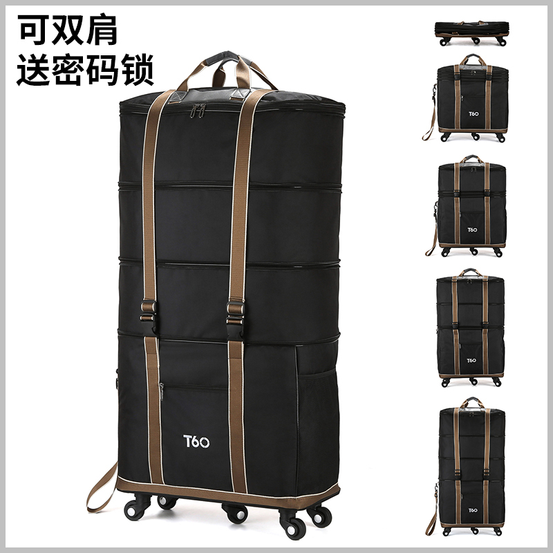 Extra Large Capacity 158 Airline Checked Bag with Universal Wheels, Oxford Cloth Foldable Airplane Luggage Travel Bag for Studying Abroad