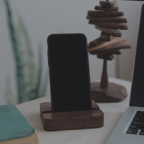  Private custom LOGO black walnut solid wood mobile phone holder Wooden base mobile phone stand ipad stand display stand