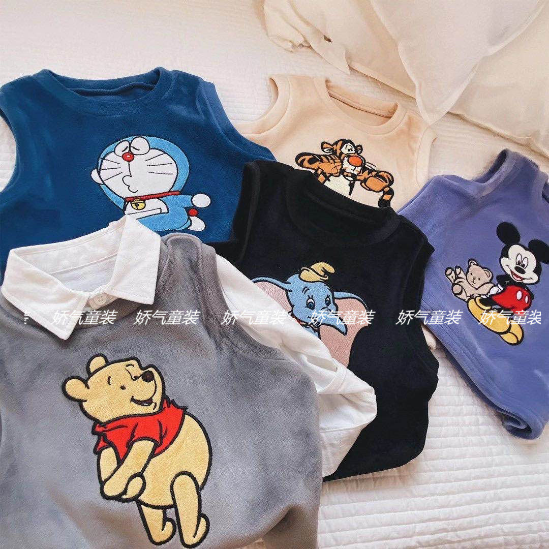 Chenma 2020 autumn and winter new children's thickened silver fox velvet double-layer vest for children and babies plush warm vest