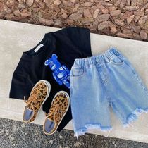 Chen Ma childrens shorts 2021 summer new products for men and women childrens light board denim pants baby burrs five-point pants tide