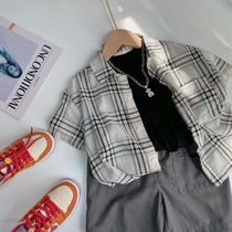Chen Ma childrens shirt 2021 summer new products for boys and girls plaid short sleeve shirt baby Korean version of thin sunscreen coat