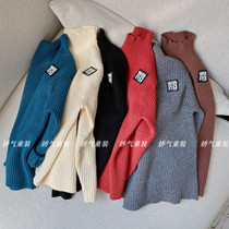 Chen Ma 2020 winter boys and girls Pit Bar semi-turtleneck sweater children label bottoming sweater baby coat thick