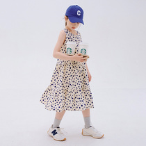 Girls dress Summer 2022 new Korean version Ocean Air Polo Point Sleeveless Princess Dress CUHK Kid Vest Skirt