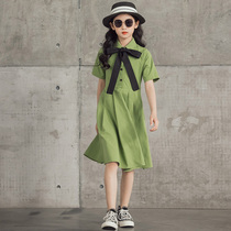 Girl POLO collar shirt one-piece dress 2022 Summer Children Korean version of the Korean version of the Korean Air Network Red 100 Pleated Princess Dress