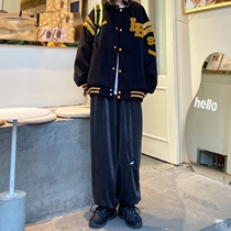 (WUT official store) 2020AW basic velvet drawstring pants National Tide brand mens and womens loose hip-hop trousers