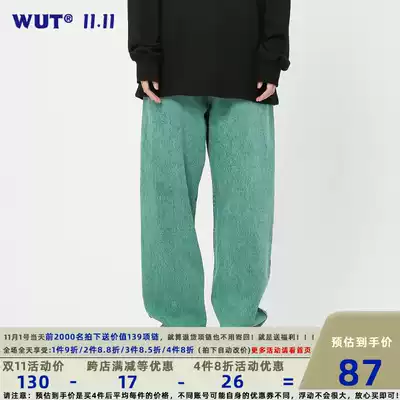 (WUT official store) 2020AW washed green retro straight denim country pants Tide brand loose long pants
