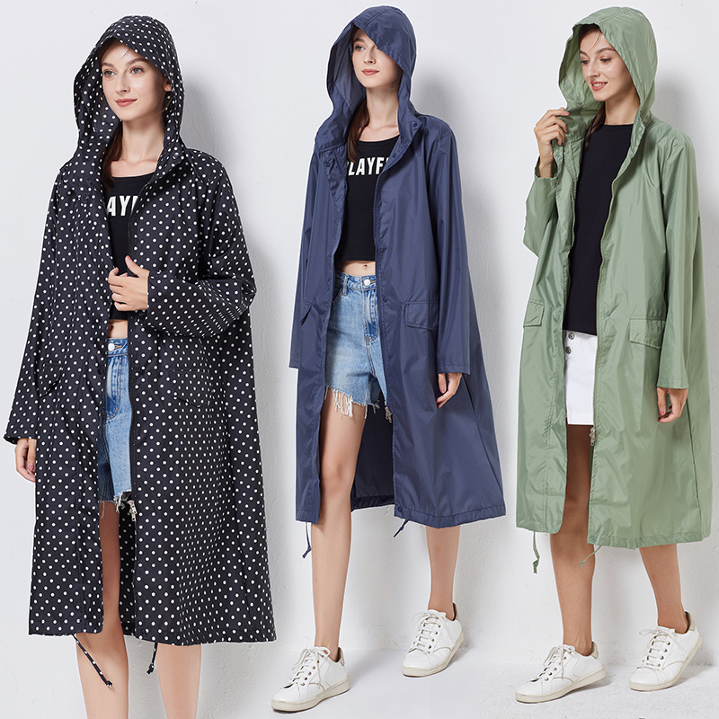 Waterproof Raincoat, Women's Windbreaker Style, Adult Hiking Outdoor Fashion, Full-Body Mid-Length Windproof and Rainproof Men's Jacket, Rain Poncho