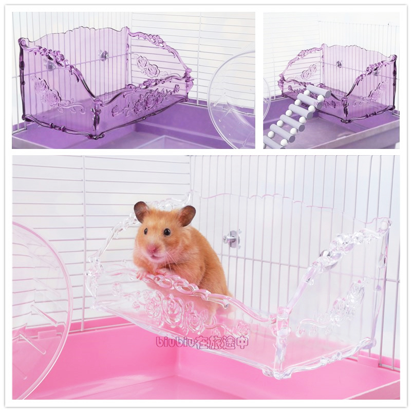Hamster Golden Silk Bear Transparent Platform Fence Two-floor Platform Climbing Furniture Springboard Platform