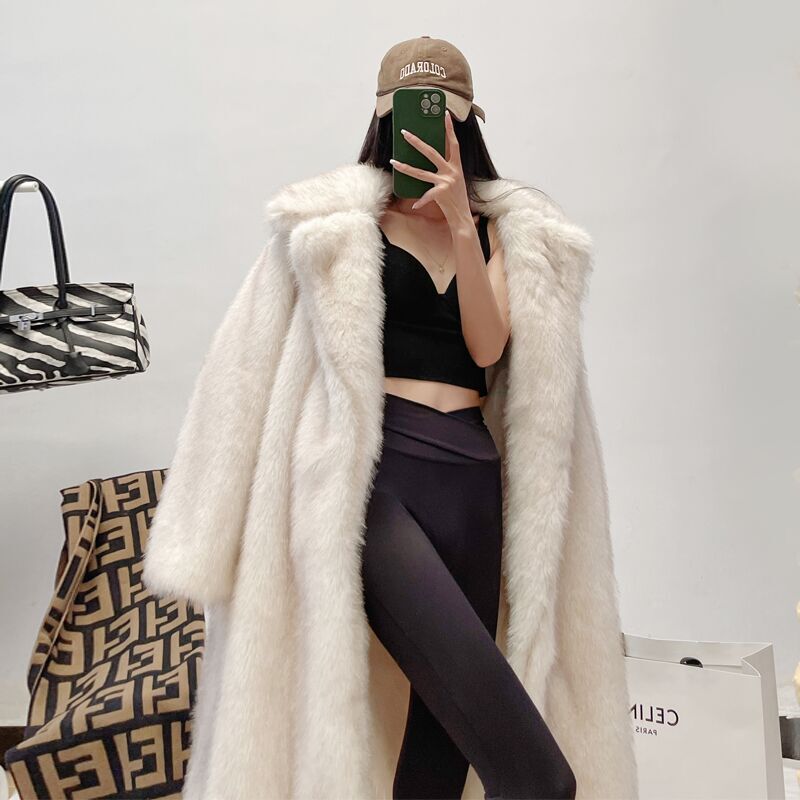 Mj Haining 2024 New Fashion Eco-Friendly Fur Coat for Women, Young Style Fox Fur Coat, Long Winter Thick Coat