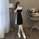 Large size French design niche gentle style dress for women summer new fat mm high waist covering the flesh and slimming skirt