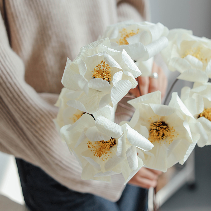 White Dried Flowers Handmade Jade Orchid Nordic Wind Like Board Room Decorated Flower Arrangement Photo Props Dry Flower Furnishing