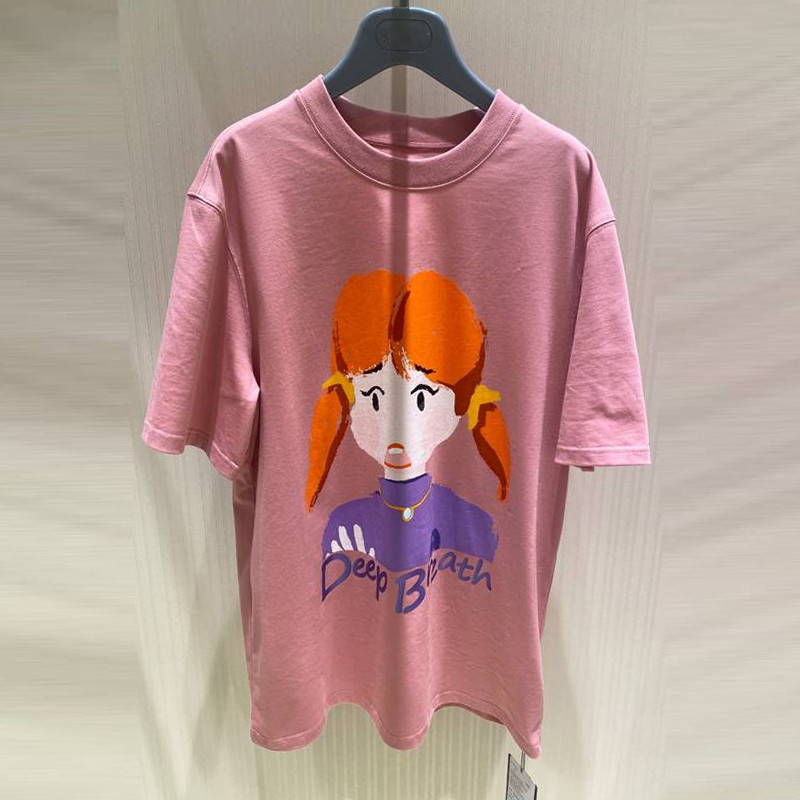 Áo thun nữ cotton dáng rộng in hình chân dung tay ngắn — Màu đen chi tiết 20