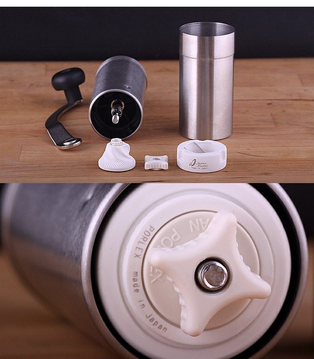 Thế hệ thứ hai của Nhật Bản PORLEX / máy xay cầm tay mini cầm tay bằng gốm mài lõi gửi cà phê - Cà phê phin pha cà phê inox