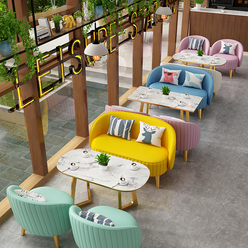 Light luxury net red milk tea shop sofa reception room photo studio negotiation training institution rest coffee table and chair combination
