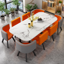 Library view table and chairs Office talks table modern minimalist training strip table small reception table and chairs combination