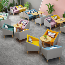 Net Red Coffee West Restaurant Milk Tea Sweet Shop Talks Table And Chairs Combination Brief Creative Casual Double Cassette Sofa