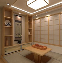 Whole house custom tatami bookcase bookshelf floor Fosma door partition lattice door cabinet book desk storage rack