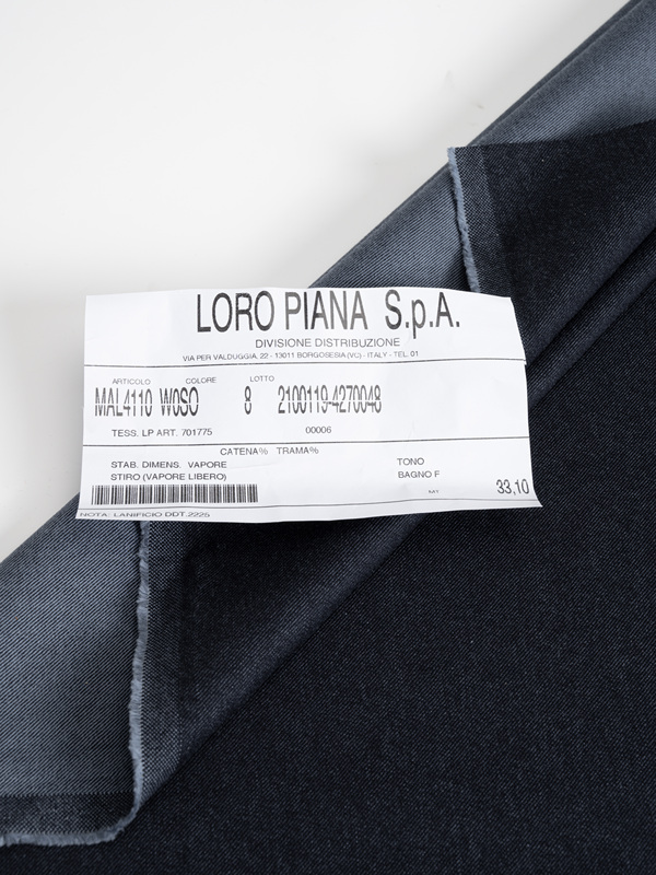 Loro Piana 404g Deep Indigo Denim 59% Wool 34% Cotton 7% Cashmere Soft Feel Slightly Stiff Co809