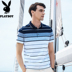 Playboy ngắn tay polo quần áo của nam giới thời trang sọc mùa hè mới băng lụa breathable kinh doanh lỏng t- shirt Polo