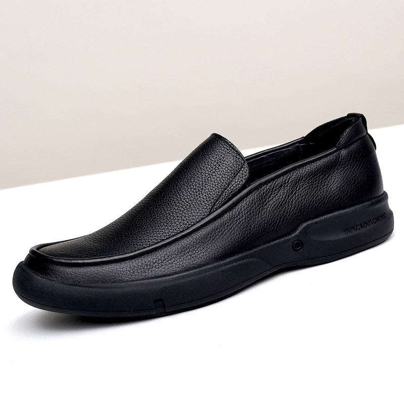 Sdep Autumn Season First-Layer Cowhide Large and Small Size Soft Leather Soft Sole Non-Slip Wear-Resistant Slip-On Business Casual Leather Shoes for Men
