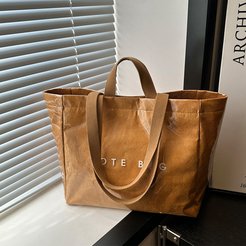 Large Capacity DuPont Paper Jelly Bag Fashion Transparent PVC Waterproof Handbag Commuter Tote Bag Mommy Bag - Thumbnail 2