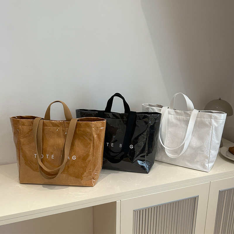 Large Capacity DuPont Paper Jelly Bag Fashion Transparent PVC Waterproof Handbag Commuter Tote Bag Mommy Bag - Thumbnail 5
