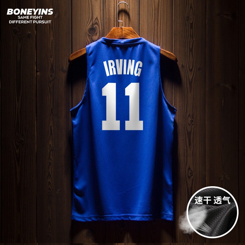 Blue Irving Training Jersey Basketball Uniform Top Sports Quick-Drying Vest Men's Sleeveless T-Shirt Klein Blue American Style Blue Irving Training Jersey Basketball Uniform Top Sports Quick-Drying Vest Men's Sleeveless T-Shirt Klein Blue American Style