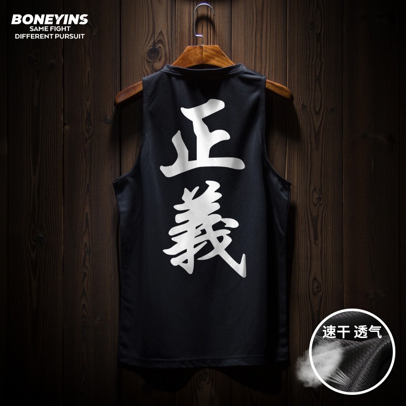 T-Shirt Anime One Piece Training Uniform Vest Men's Fitness Sleeveless Sports Clothing Loose Badminton