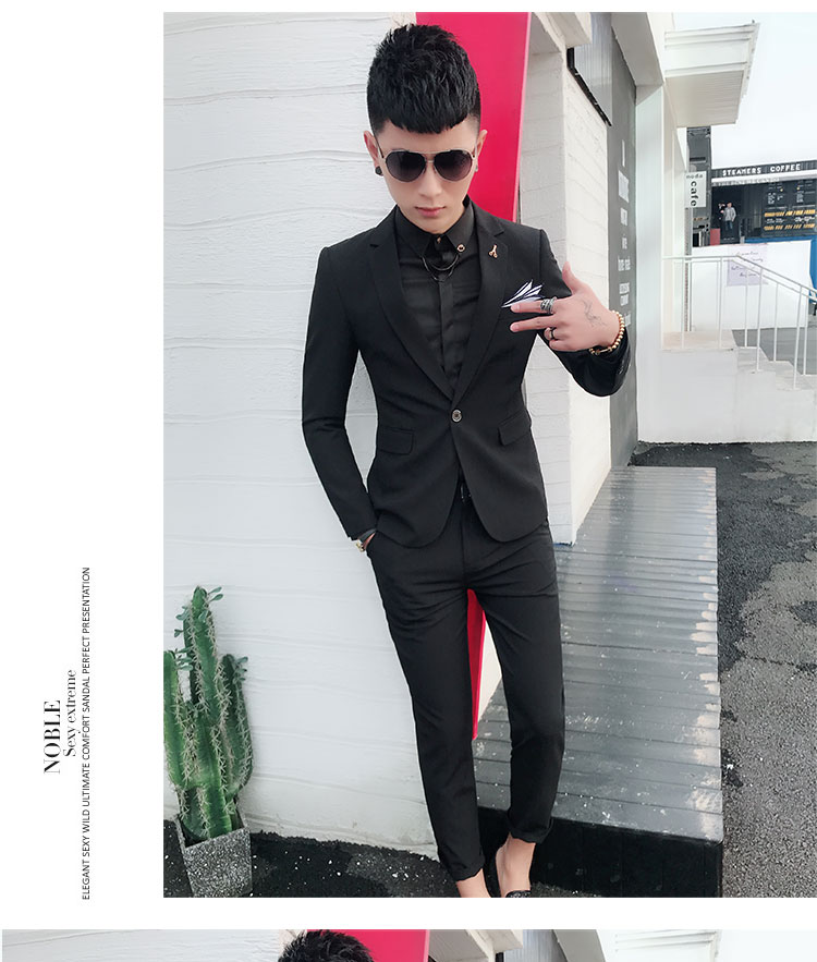 2018 mới phù hợp với bộ đồ nam thanh niên tạo mẫu tóc nam phiên bản Hàn Quốc của hộp đêm nhỏ phù hợp với thủy triều nam thời trang hai mảnh vest cưới