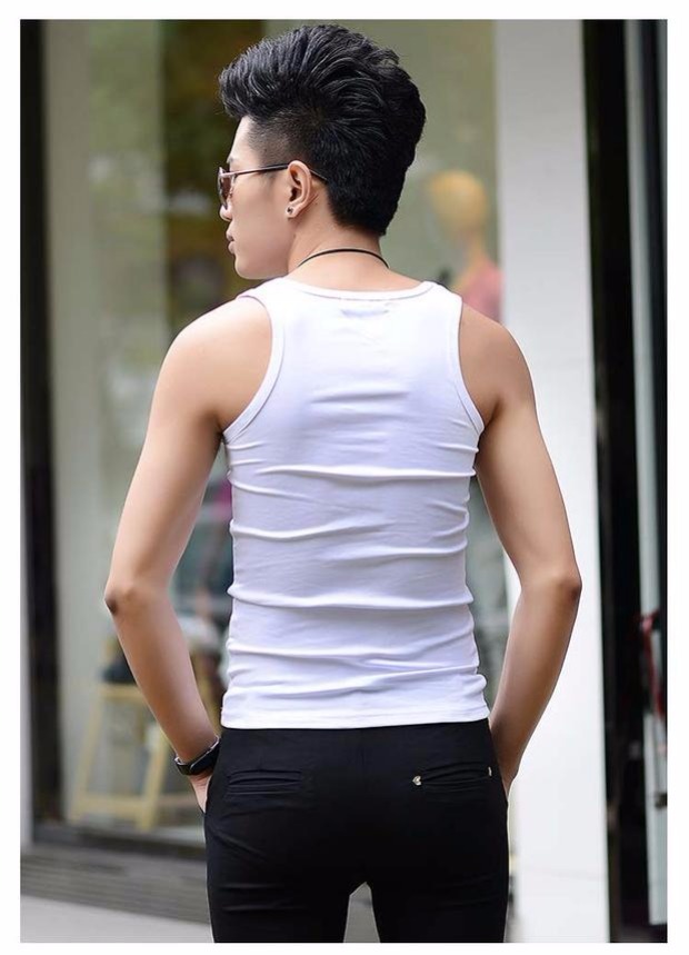 Áo thun cotton bó sát nam co giãn đáy áo vest nam mùa xuân và mùa hè cổ thấp thanh niên áo nỉ áo ba lỗ tập gym nam