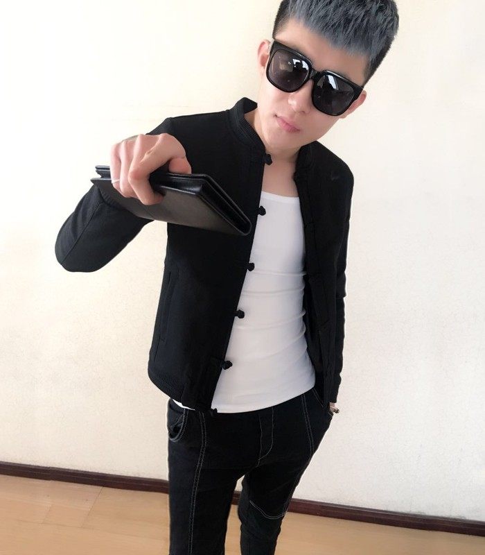 2021 - Fall Men's coat Chinese style button body jacket fitted spiritual social young lad recreational trend retro