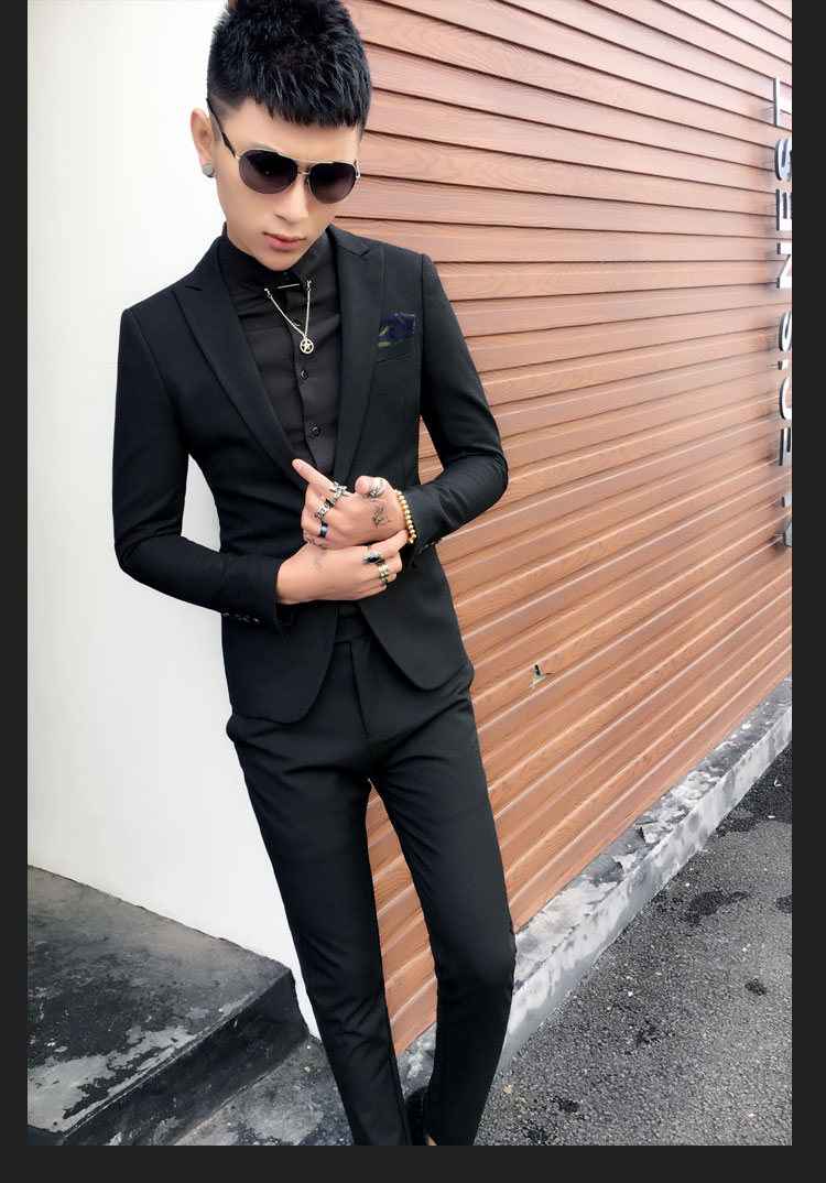 Bộ đồ vest nam phù hợp với phiên bản Hàn Quốc của bộ đồ nhỏ tự tu luyện nam chuyên nghiệp tạo mẫu tóc hộp đêm giải trí Anh hai mảnh áo nam