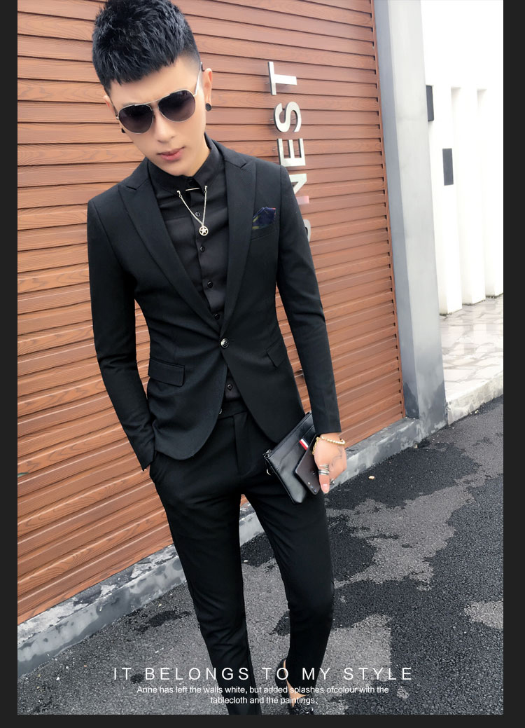 Bộ đồ vest nam phù hợp với phiên bản Hàn Quốc của bộ đồ nhỏ tự tu luyện nam chuyên nghiệp tạo mẫu tóc hộp đêm giải trí Anh hai mảnh áo nam