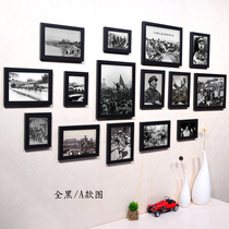 Anti-Japanese War old photo wall photo frame combination hotel bar hot pot restaurant Pickles fish shop decorative painting photo frame combination