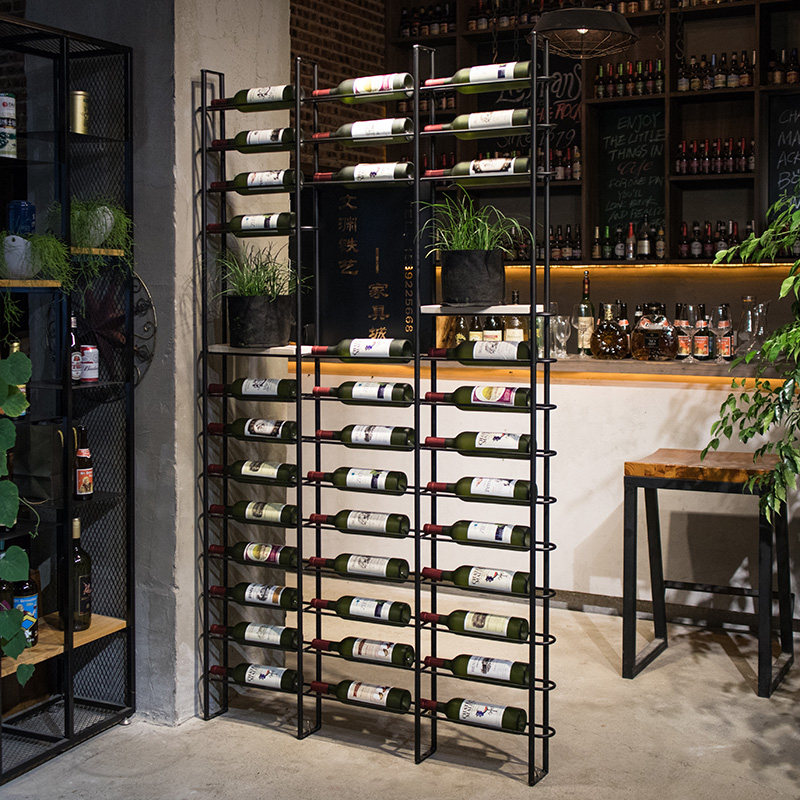 Iron wine rack wine rack wine rack Industrial wind bar landing frame Wine screen severance red wine rack