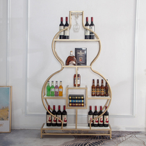 Industrial wind Wrought iron screen Wine rack Floor-to-ceiling bar wine cabinet partition decoration Dining side cabinet Sofa side living room shelf