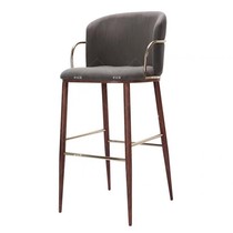 Nordic light luxury bar chair simple solid wood bar chair modern cafe high chair metal ring armrest bar chair